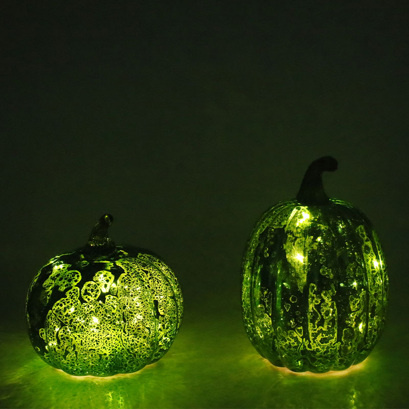 12*15cm হ্যালোইন LED গ্লাস কুমড়ো ল্যাম্প ট্যাবলেটপ অলঙ্কার
